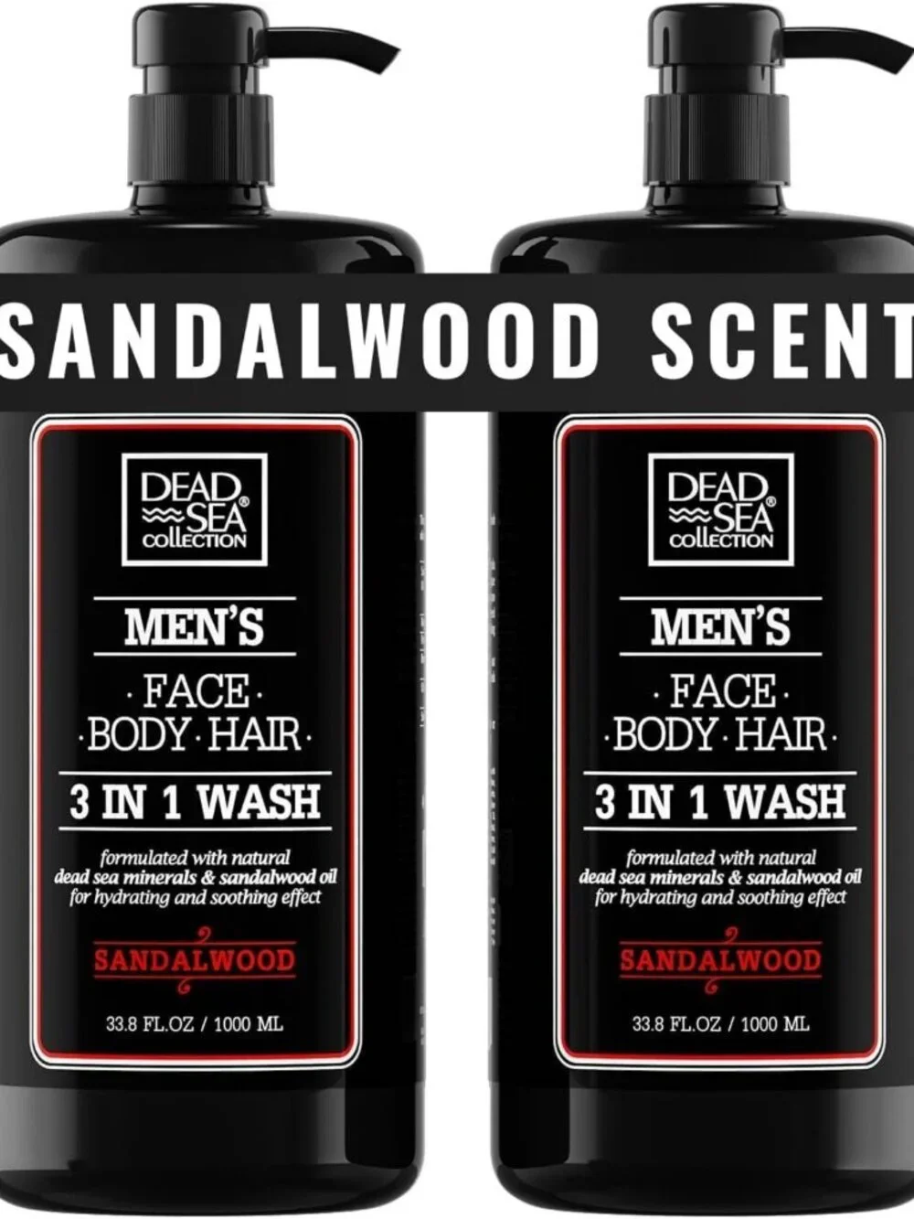 Moisturizing 3-in-1 Body Wash for Men | Sandalwood Shower Gel with Dead Sea